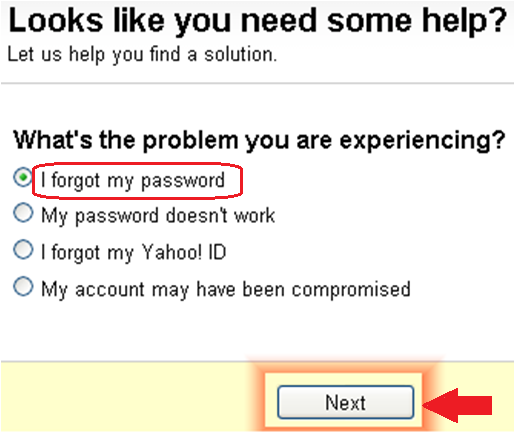 Recover your Yahoo Password