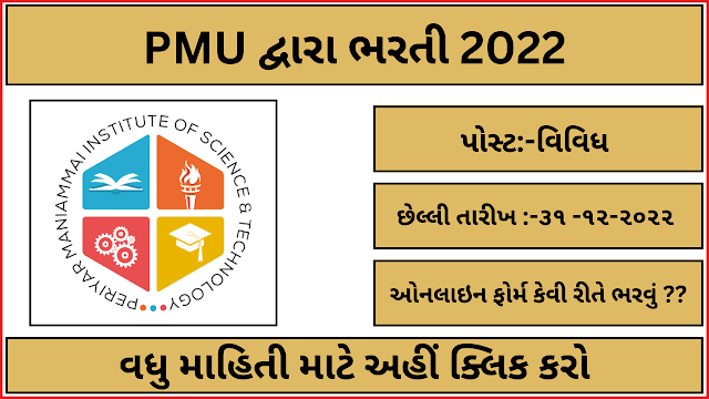 PMU Recruitment 2022 Apply Online PMU Professor vacancy 2022 online application.