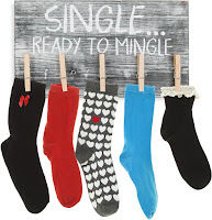 Image: MyGift Wall Mounted Country Rustic Wooden Lost Sock Sign with 5 Clothes Pins | The fun quote 'Single...Ready to Mingle' is perfectly painted to help corral lost socks