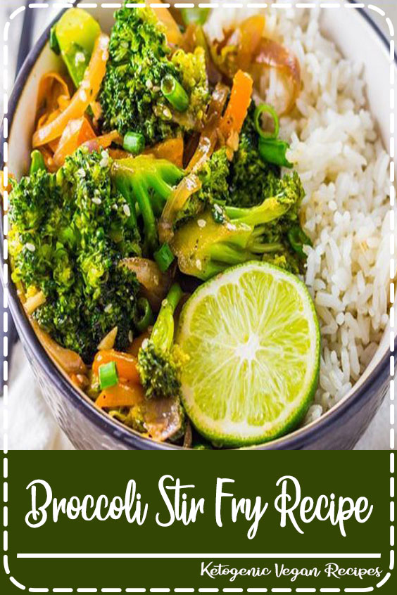 Healthy Dinner Recipes: One of my favorite broccoli recipes! This vegetarian garlic broccoli stir fry recipe is ready in just 10 minutes. Serve this easy vegan recipe over your favorite rice for a quick weeknight dinner