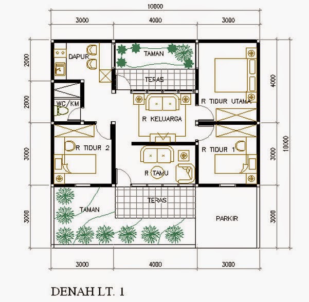   Desain Rumah Minimalis Sederhana 1 Lantai 3 Kamar Tidur Terbaik