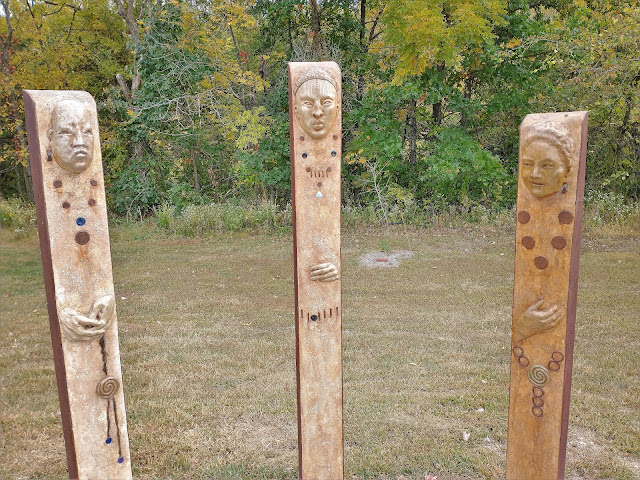 Cultural Pedestrians sculpture on Jefferson City Greenway. Missouri. October 2022. Credit: Mzuriana.