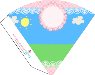 Country field with Pink Lace Free Printable Cones.