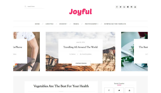 JoyFul Responsive Personal Blog Lifestyle Fashions Tutorial Blogger Template Theme