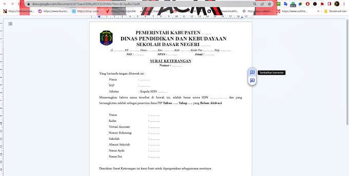 Contoh Surat Keterangan Aktivasi Penerima Program Indonesia Pintar (PIP)