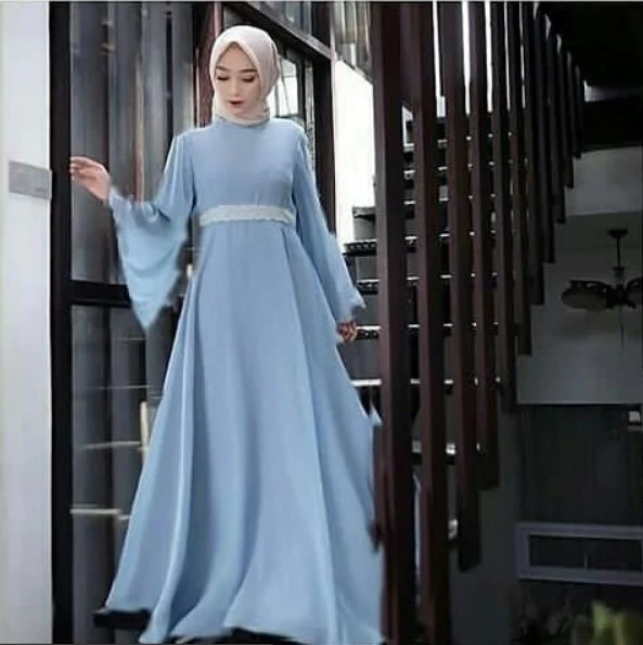 Padu Padan Baju Gamis Modis Warna Biru Gamis