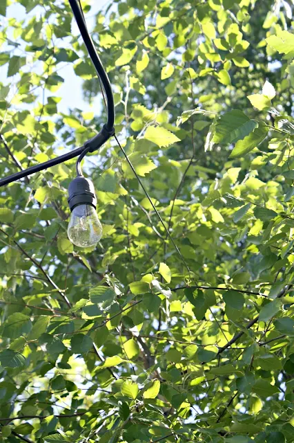 Using wire to string outdoor lights