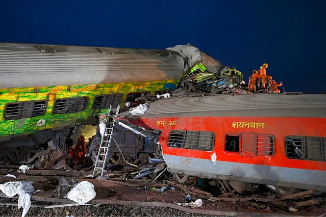 On June 3, 2023, rescue teams extracted victims from the debris resulting from a three-train crash near Balasore, India. Image provided by Punit Paranjpe/AFP via Getty Images.