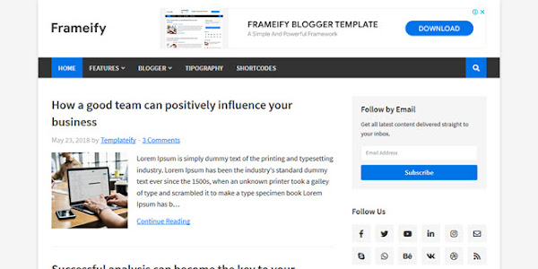 Fraameiify Premium Responsive Blogger Template