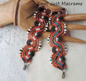 Micro macrame bracelets in fall colors by Sherri Stokey of Knot Just Macrame