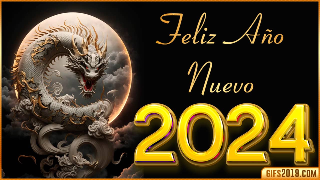 2024 tarjeta de feliz año nuevo con imagen de dragón