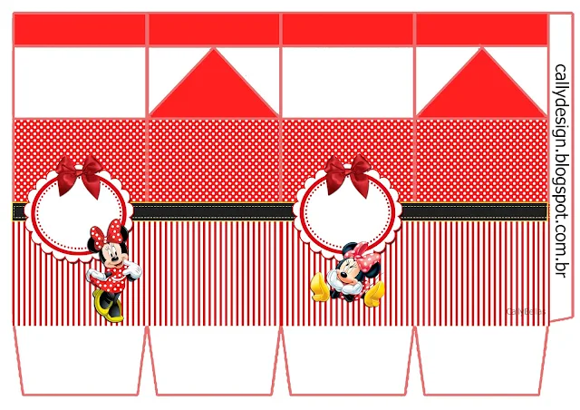 Minnie with Red Stripes Free Printable Box.