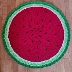 Alfombra sandía a crochet patrón gratis