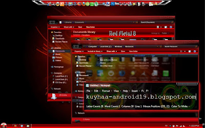 THEME WINDOWS 7 WIN 8 RED METAL GLASS