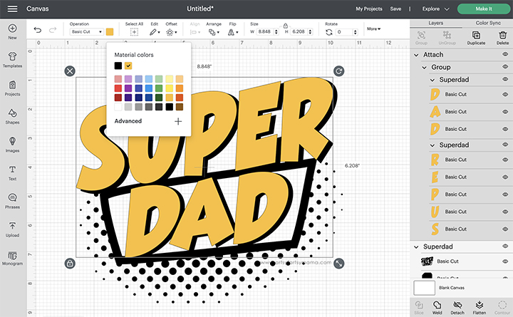 Super Dad SVG Cricut Design Space