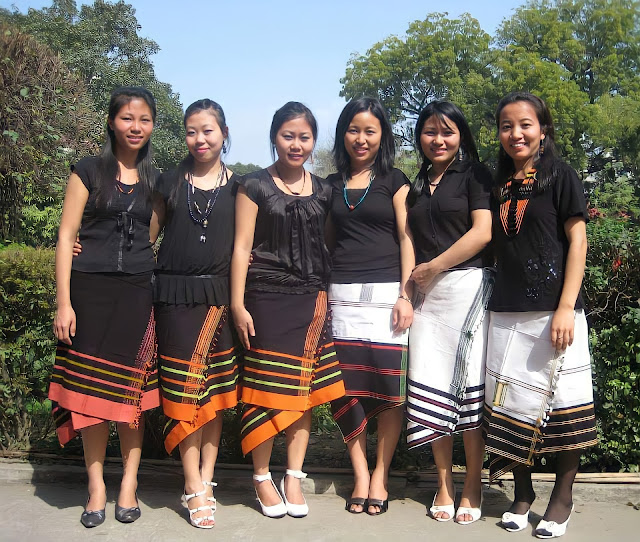 A group of Mao girls with their traditional attires