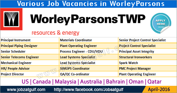 Various Job Vacancies in WorleyParsons - US  Canada 