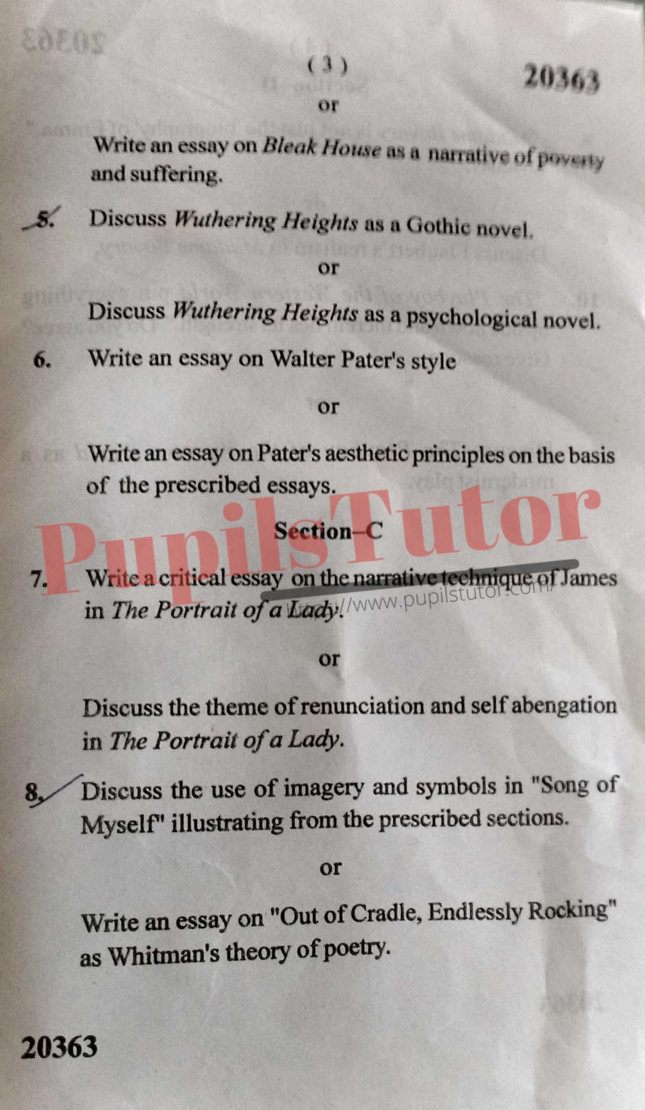 Free Download PDF Of M.D. University M.A. [English] First Year Latest Question Paper For English Subject (Page 3) - https://www.pupilstutor.com