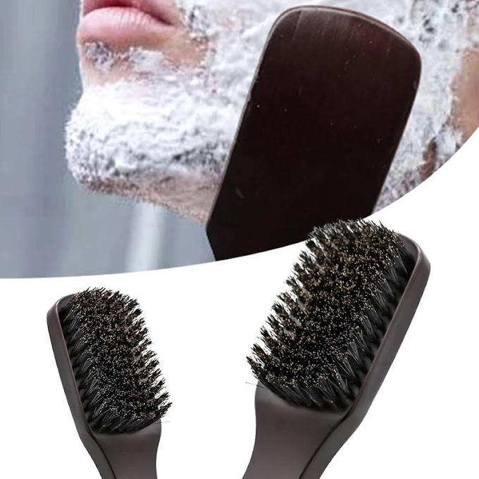 Boar Bristle Mustache Brush Wood Handle Men's Beard Brush for Men Comb Facial Beard Cleaning Styling Brush