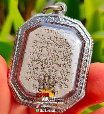 Thai Amulet Pra Pidta Ruay Tan Zai (Instant Wealth) Blessed by LP Sorot Yasotaro With Yant Kropetch and Silver Longya Casing