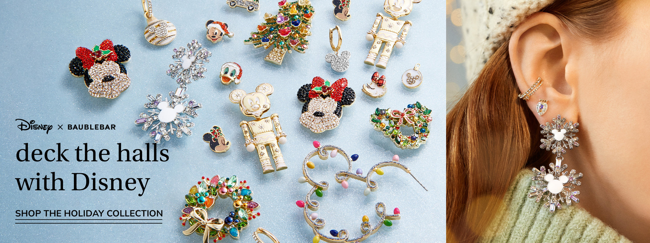 BAUBLEBAR DISNEY CHRISTMAS MICKEY & MINNIE MOUSE WITH BLING DANGLE EARRINGS