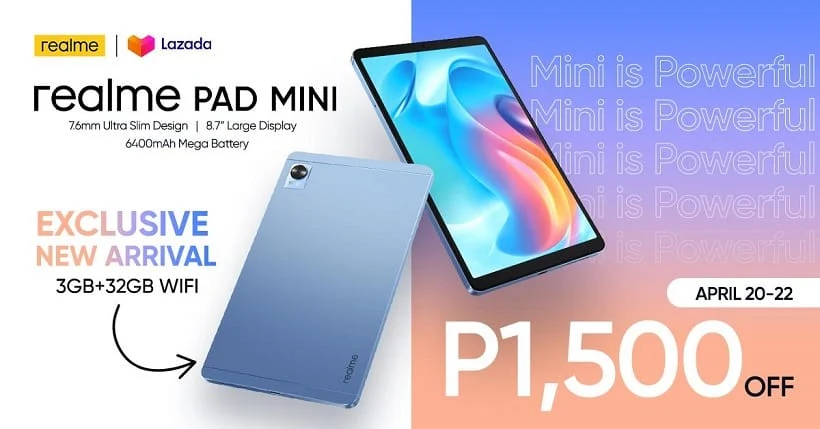 realme Pad Mini 3GB+32GB WiFi to launch at P1,500 OFF starting April 20