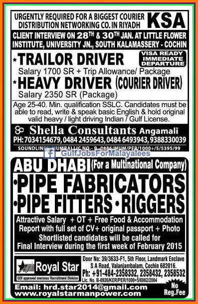 Abudhabi & KSA Job vacancies