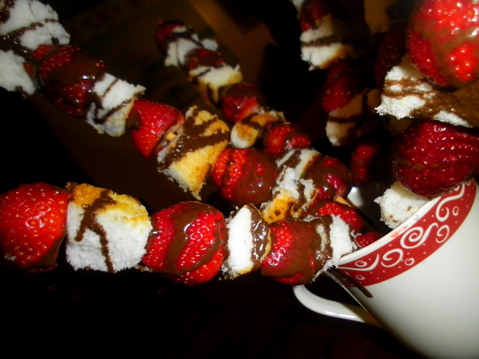 square chocolate cake with strawberries Strawberry & Angel Food Cake on a stickWith Chocolate!!