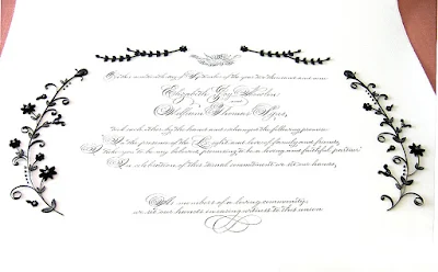 Marriage Certificate with Elegant Black and Silver Quilling