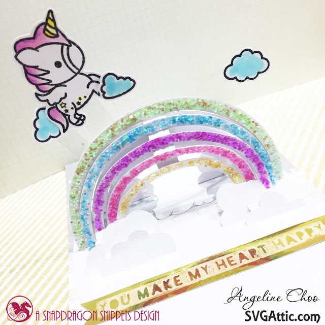 ScrappyScrappy: Rainbow unicorn card #scrappyscrappy #svgattic #svg #cutfile #diecut #papercraft #card #cardmaking #coloring #stamping  #stamp #unitystampco #sweetstampshop #wowglitter #unicorn #rainbow