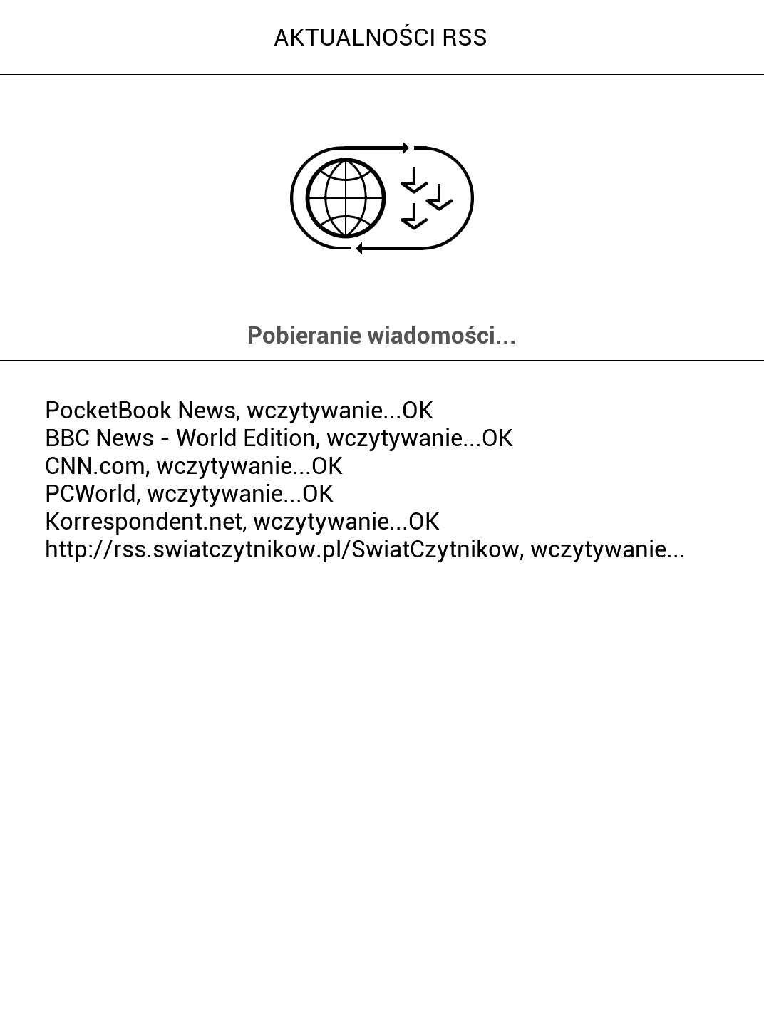 PocketBook Color 633 – pobieranie wiadomości z kanałów RSS