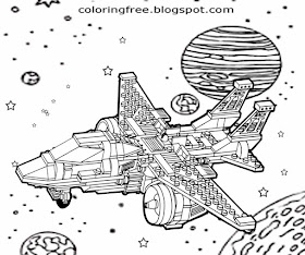 Milky Way galaxy space shuttle challenger orbiter mission vintage spaceship Lego kids coloring pages