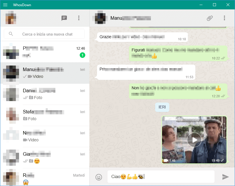 WhosDown usare WhatsApp sul PC Windows 10 senza il browser ...