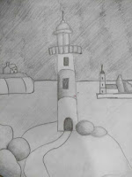 Harmony Arts Academy Drawing Classes Thursday 18-July-19 Anusha Yogesh Bhojane 11 yrs Lighthouse Landscape Drawing Grade Pencils, Paper SSDP - Pencil Sketching