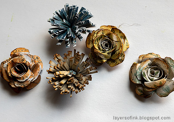 Layers of ink - Altered Vintage Bottle Tutorial by Anna-Karin Evaldsson. Make paper roses.