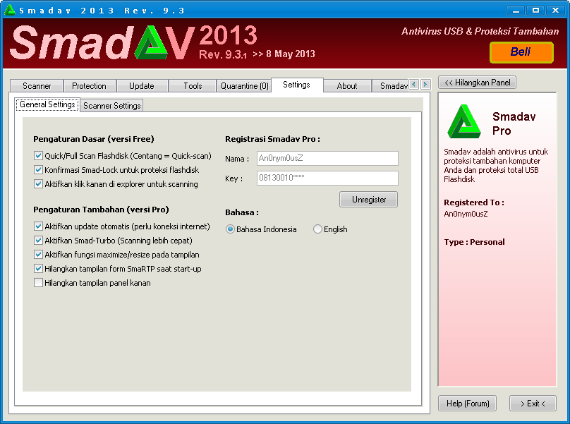 Smadav 2013 Rev 9.3.1 Pro Full Version - Ada Gratis One