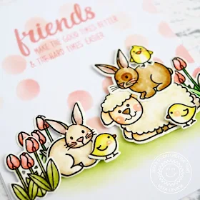 Sunny Studio Stamps: Easter Wishes Spring Friends bunny, sheep & baby chicks Card by Lexa Levana