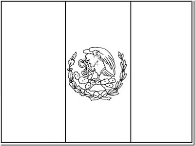 Dibujo de la bandera de México sin color