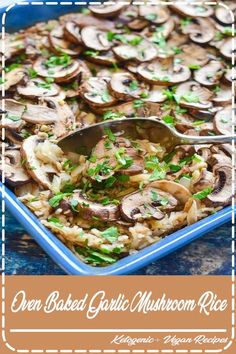 One-pot, Oven Baked Garlic Mushroom Rice. A simple, comforting, no frills kind of meal that you are going to be wanting to make again and again!