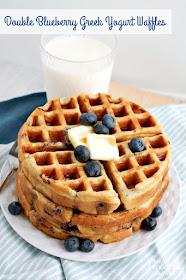 These fluffy & protein-packed Double Blueberry Greek Yogurt Waffles are a tasty & filling way to start your day.