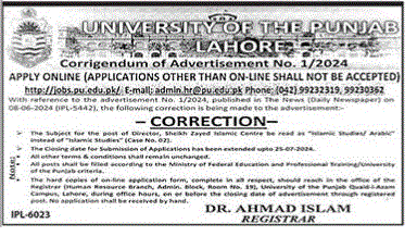 University Of The Punjab PU  Management Jobs In Lahore 2024