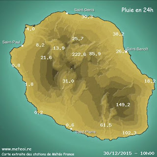 Cumuls de pluies de ces dernières 24h