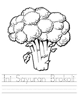 Lembar Kerja Menulis Huruf Sayuran Brokoli