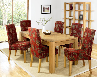 Nyon Oak Extending Dining Set with Red Chairs from Furniture123