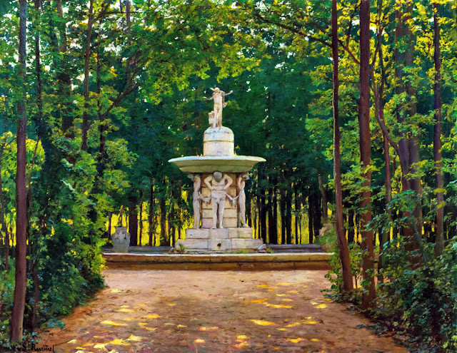 Fuente de Narciso, Santiago Rusiñol y Prats, Pintor español, Jardines y Parques, Paisajes de Santiago Rusiñol, Pintores Catalanes, Pintura española, Jardines de Aranjuez, Jardines de españa 