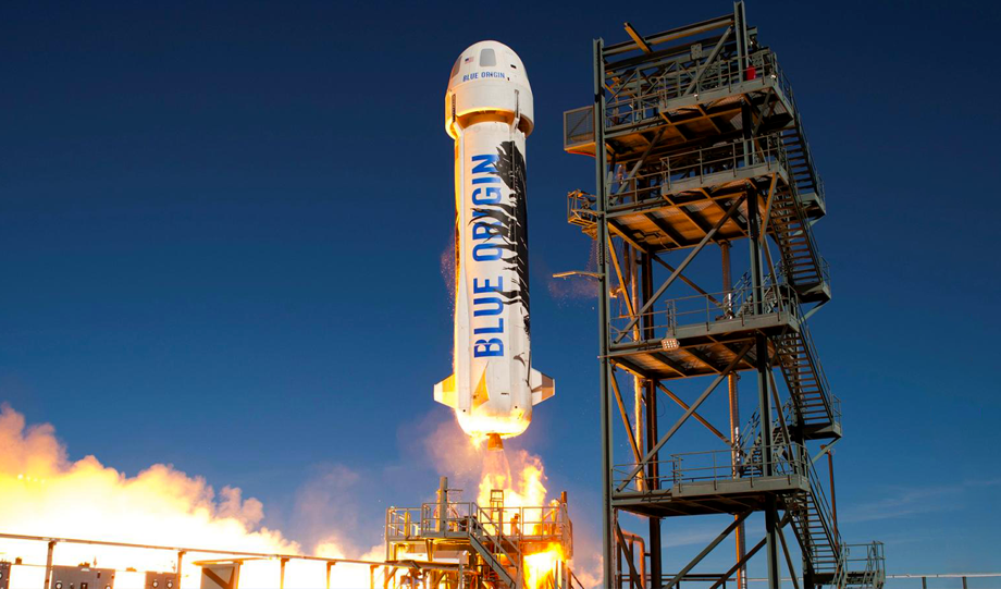 New Shepard rocket. Lift off. Blue Origin, 20 July 2021.
