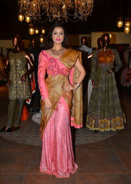 Chandni Sharma in Designer Saree at Jhelum Fashion House Launches Label JFH