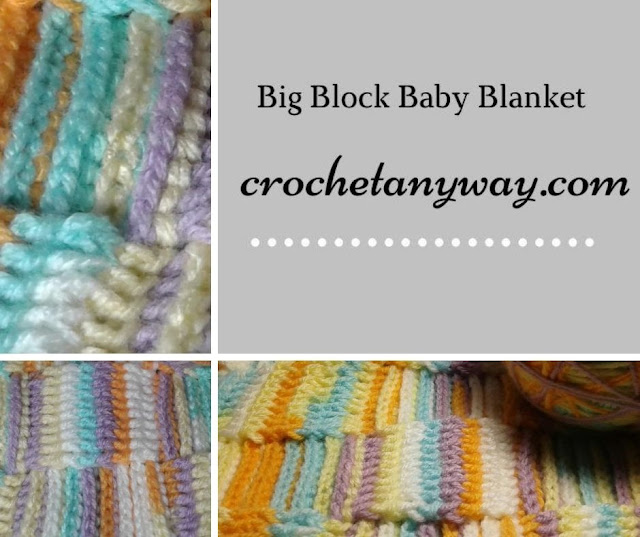 big block baby blanket using ice cream yarn banana split color