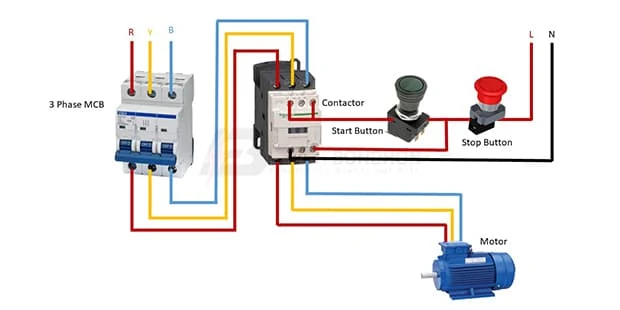 3 Phase motor contactor wiring diagram