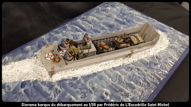 Diorama barge du débarquement au 1/35.